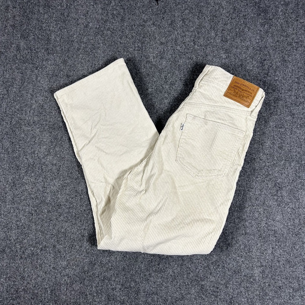 Levi's Ribcage Straight Ankle Women's 25 Cream Corduroy Pants #3465